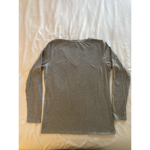 Michael Kors Gray V Neck Top Shirt Women's Large Rhinestone Logo Long Sleeve - Picture 7 of 7